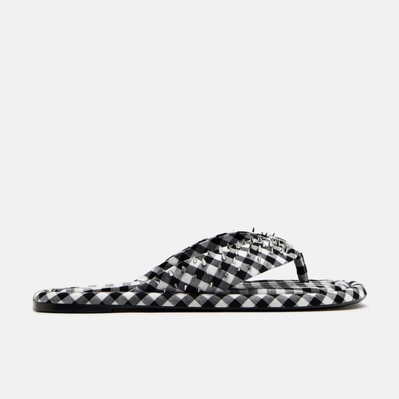 Zara Studded Quilted Sandals Gingham - Picture 8 of 8